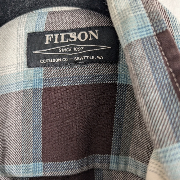 Filson Womens Scout Plaid Flannel Buttondown Long Sleeve Shirt Top Large - Picture 4 of 7